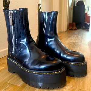Dr. Martens 2976 Max Black Buttero Platform Chelsea Boots Metal Zipper